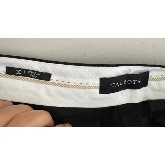 Talbots Windsor curvy linen pants black wide leg old money sz 10